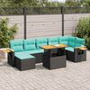 vidaXL Salon de jardin avec coussins 8 pcs gris r&eacute;sine tress&eacute;e acacia