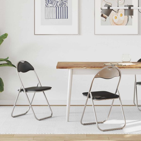 vidaXL Chaise pliante 2 pcs Noir et gris 48 x 43,5 x 81 cm Simili cuir