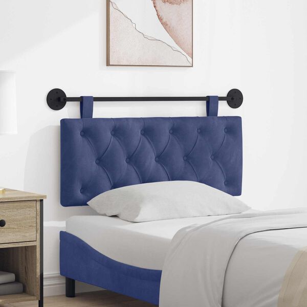 vidaXL T&ecirc;te de lit suspendue Bleu police 110 x 55 x 7 cm Velours