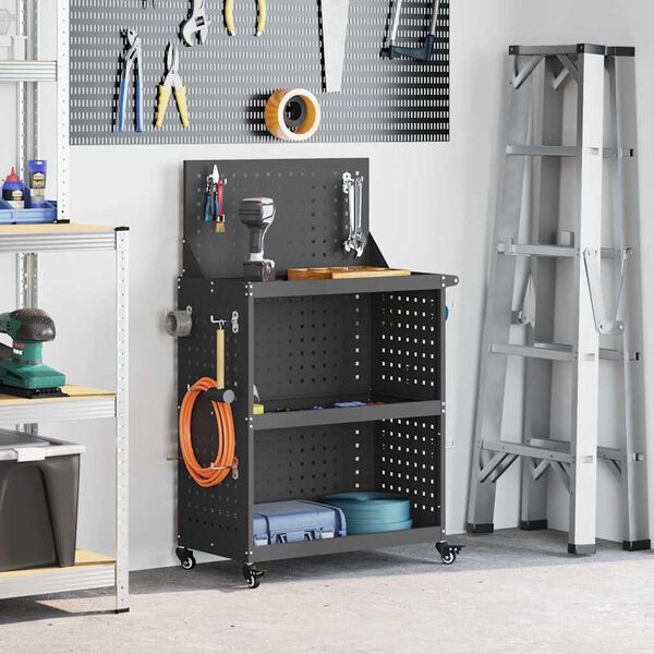 vidaXL Chariot à outils Noir 65 x 35 x 111 cm Acier laminé à froid