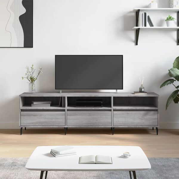 vidaXL Meuble TV sonoma gris 150x30x44,5 cm bois d'ing&eacute;nierie