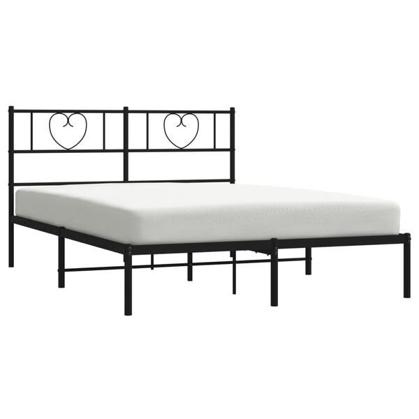 vidaXL Cadre de lit m&eacute;tal sans matelas avec t&ecirc;te de lit noir 140x200cm