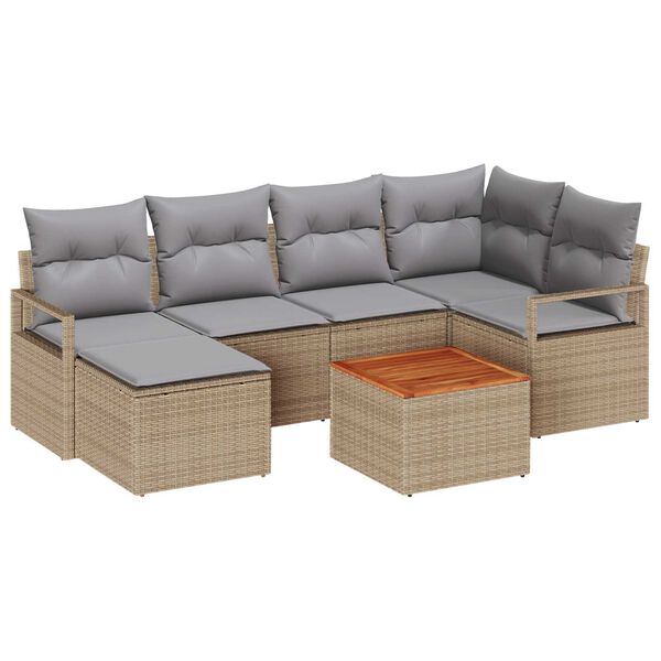 vidaXL Ensemble de canap&eacute; de jardin 7 pcs Beige et Gris clair