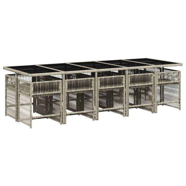 vidaXL Ensemble &agrave; manger de jardin 11pcs avec coussins gris poly rotin