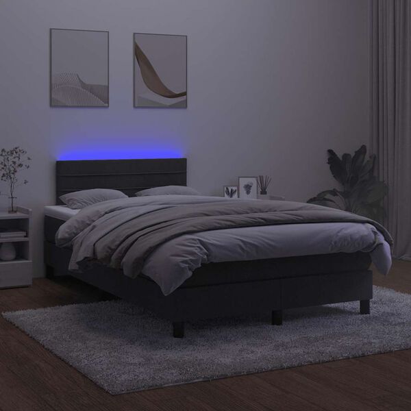 vidaXL Sommier &agrave; lattes de lit et matelas LED noir 120x190 cm velours