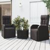 vidaXL Ensemble de salon de jardin 3 pcs noir poly rotin et acier