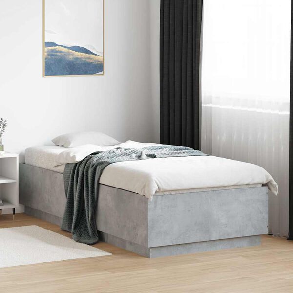 vidaXL Cadre de lit sans matelas gris b&eacute;ton 100x200 cm