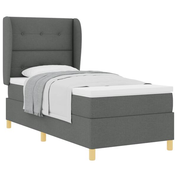 vidaXL Lit &agrave; ressorts avec matelas gris fonc&eacute; 90x190 cm Gris fonc&eacute;