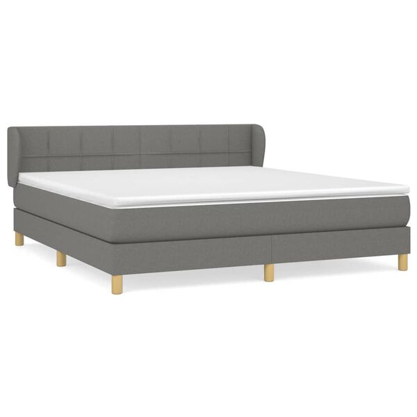 vidaXL Sommier &agrave; lattes de lit avec matelas Gris fonc&eacute; 160x200cm Tissu