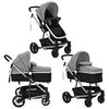 vidaXL Poussette/Landau de b&eacute;b&eacute; 2-en-1 Aluminium Gris et Noir