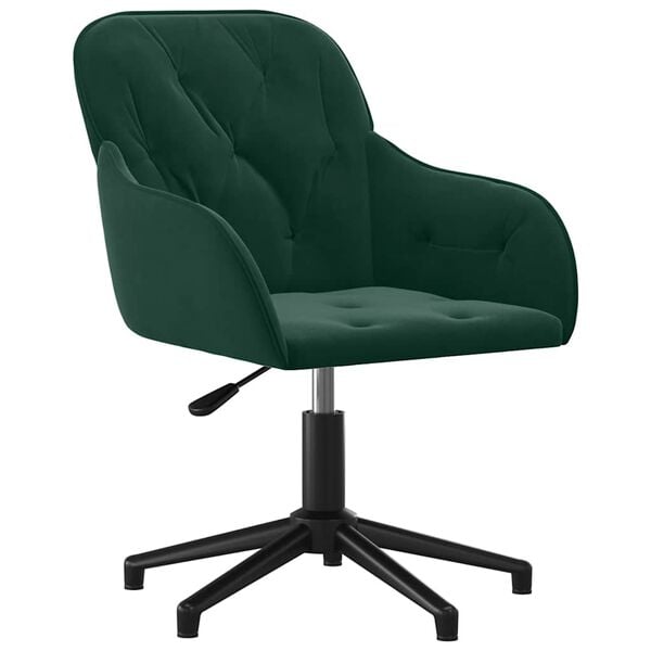 vidaXL Chaise pivotante de bureau Vert foncé Velours