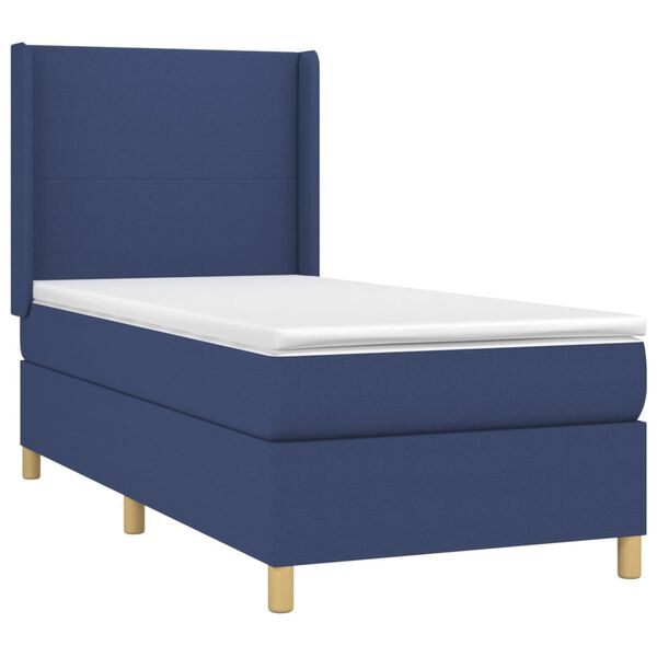 vidaXL Sommier &agrave; lattes de lit avec matelas Bleu 90x190 cm Tissu