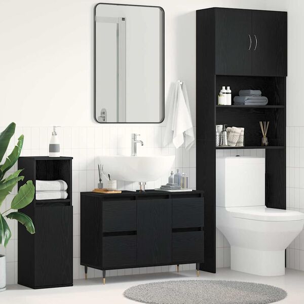 vidaXL Meuble de Lavabo de Salle de Bain Chêne noir 80 x 33 x 60 cm