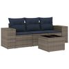 vidaXL Ensemble de canap&eacute; de jardin 4 pcs avec coussins gris r&eacute;sine tress&eacute;e