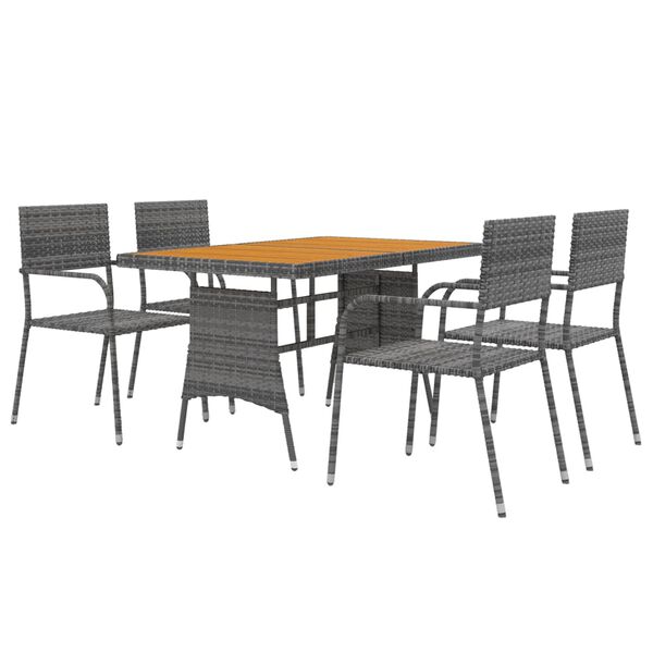 vidaXL Mobilier à dîner d'extérieur 5 pcs Résine tressée Gris