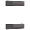 vidaXL Meubles TV 4 pcs Gris brillant 60x30x30 cm Bois d'ing&eacute;nierie