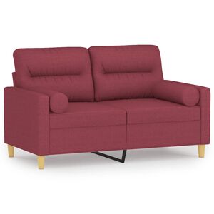 vidaXL Canap&eacute; 2 places avec oreillers bordeaux 120 cm tissu