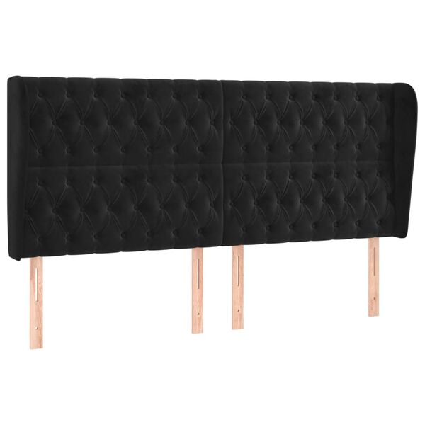 vidaXL Tête de lit avec oreilles Noir 183x23x118/128 cm Velours