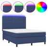 vidaXL Sommier &agrave; lattes de lit et matelas et LED Bleu 140x190 cm Tissu