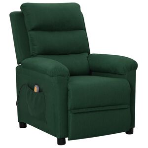 vidaXL Fauteuil de massage Vert fonc&eacute; Tissu