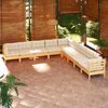 vidaXL Salon de jardin 9 pcs avec coussins cr&egrave;me bois de pin massif