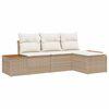 vidaXL Ensemble de canap&eacute; de jardin 4 pc Beige polyrotin