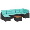 vidaXL Ensemble de canap&eacute; de jardin avec coussin 8 pcs Noir polyrotin