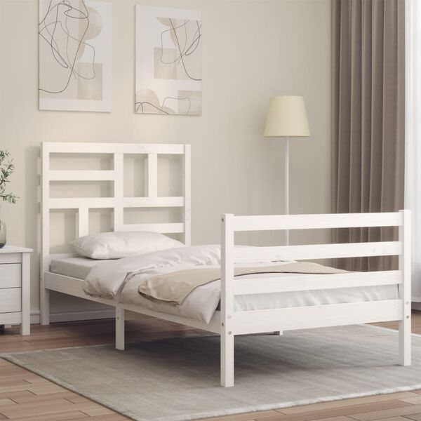 vidaXL Cadre de lit sans matelas blanc bois massif