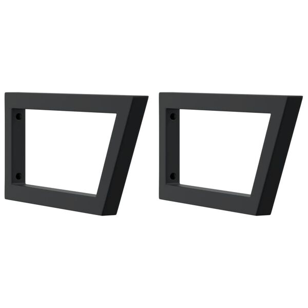 vidaXL Supports d'étagères pour lavabo 2 pcs noir trapèze acier