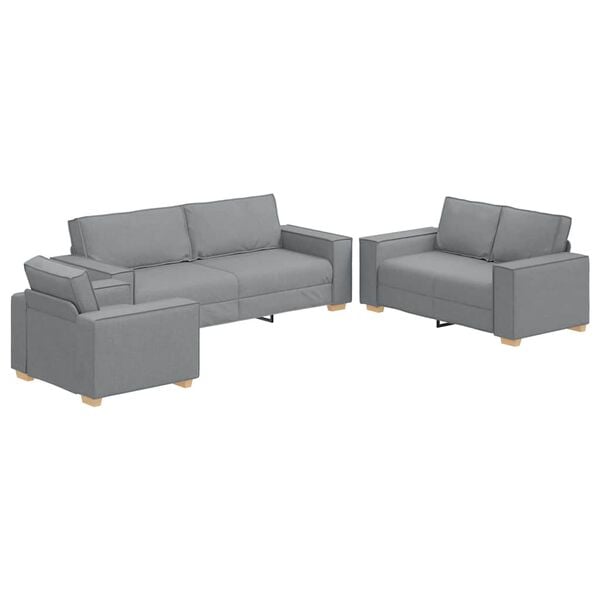 vidaXL Canap&eacute; 3 pcs Gris clair 220 x 80 x 84 cm Tissu en lin m&eacute;lang&eacute;