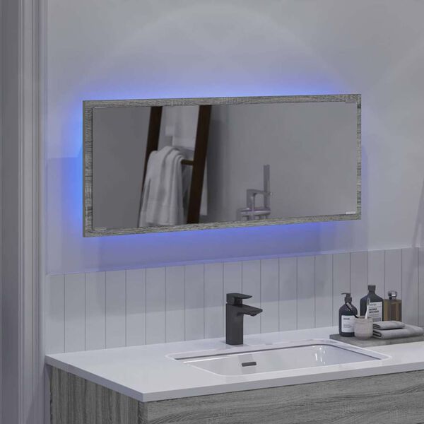 vidaXL Miroir Gris Sonoma 90 x 8,5 x 37 cm Bois d'ing&eacute;nierie