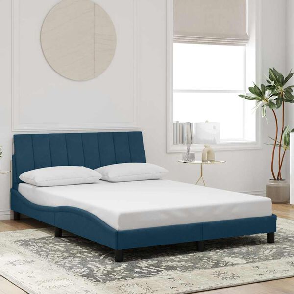 vidaXL Cadre de lit avec LED sans matelas Hanko bleu 120x200 cm velours
