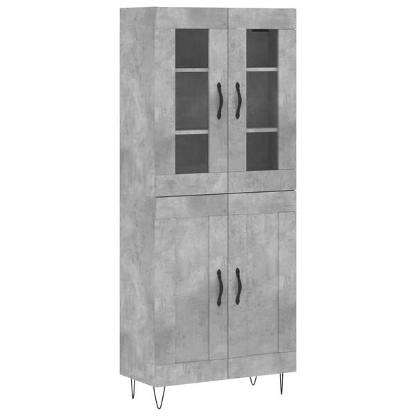 vidaXL Buffet haut Gris b&eacute;ton 69,5x34x180 cm Bois d'ing&eacute;nierie