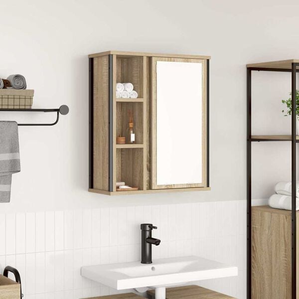 vidaXL Meuble murale de salle de bain miroir chêne sonoma 50x21x60 cm