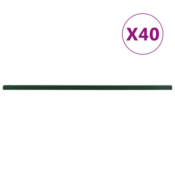 vidaXL Poteaux de cl&ocirc;ture de jardin 40 pcs vert 240 cm acier