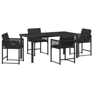 vidaXL Ensemble de salle &agrave; manger pour jardin 5 pcs Noir polyrotin