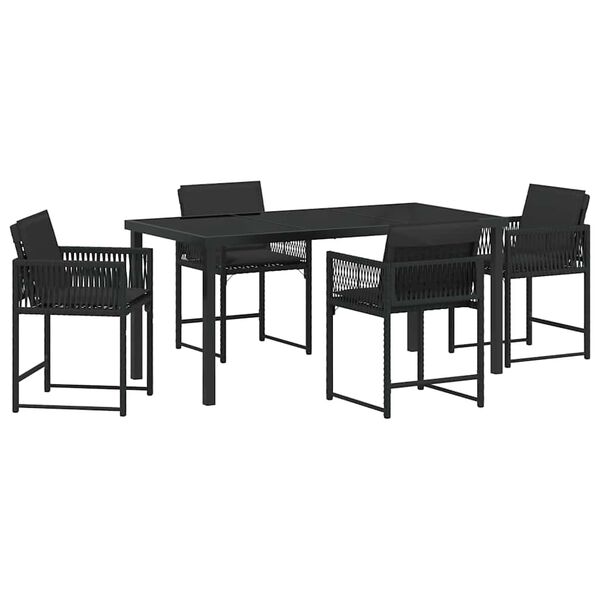 vidaXL Ensemble de salle &agrave; manger pour jardin 5 pcs Noir polyrotin