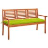 vidaXL Banc de jardin 3 places avec coussin 150 cm Bois d'eucalyptus