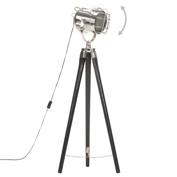 vidaXL Lampadaire &agrave; tr&eacute;pied Noir Bois de manguier massif 97 cm