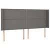 vidaXL T&ecirc;te de lit avec oreilles Gris 203x16x118/128 cm Similicuir