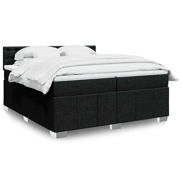 vidaXL Sommier &agrave; lattes de lit avec matelas Noir 200x200 cm Tissu