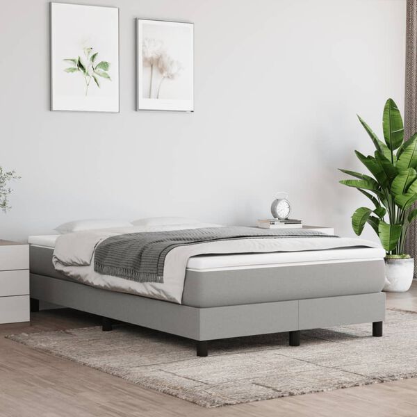 vidaXL Sommier à lattes de lit et matelas gris clair 120x190 cm tissu