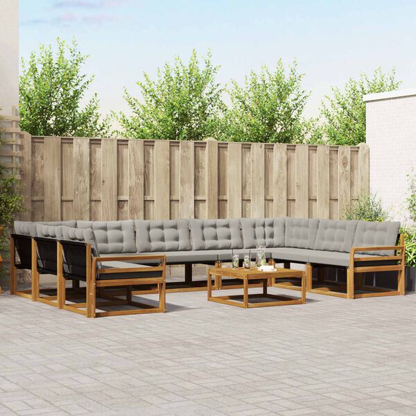 vidaXL Ensemble de canap&eacute;s d'ext&eacute;rieur 10 pcs Gris Naturel et Clair