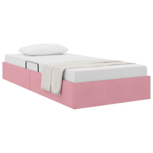 vidaXL Cadre de lit ottoman avec stockage Rose 90 x 190 cm Velours