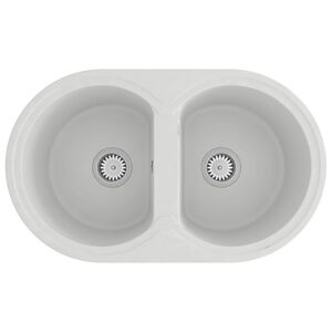 vidaXL &Eacute;vier de cuisine Blanc 78 x 47 x 20.5 cm Granite