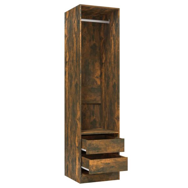 vidaXL Armoire avec tiroirs Ch&ecirc;ne fum&eacute; 50x50x200 cm Bois d'ing&eacute;nierie