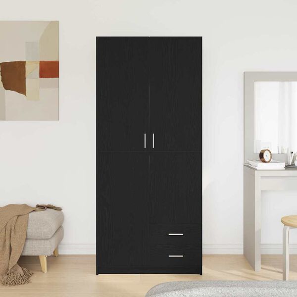 vidaXL Armoire Ch&ecirc;ne noir 80 x 52 x 180 cm Bois d'ing&eacute;nierie