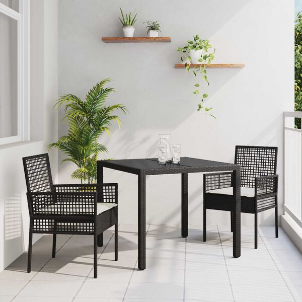 vidaXL Ensemble de salle &agrave; manger pour jardin 3 pcs Noir polyrotin