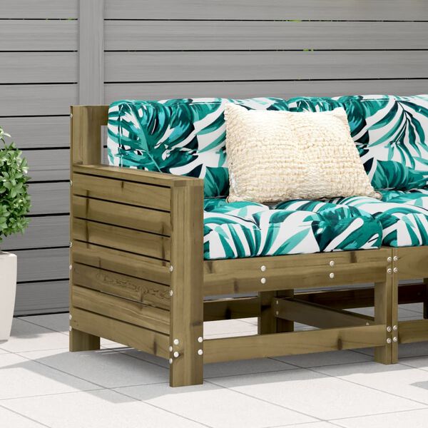 vidaXL Canapé de jardin accoudoir avec coussin bois de pin imprégné