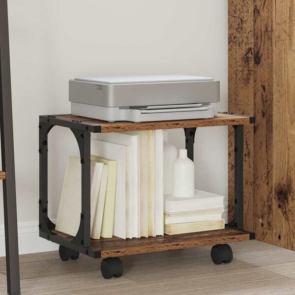 vidaXL Support d'imprimante Bois Ancien 41 x 28 x 33.5 cm